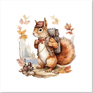 Watercolor Adventure Squirrel #11 Posters and Art